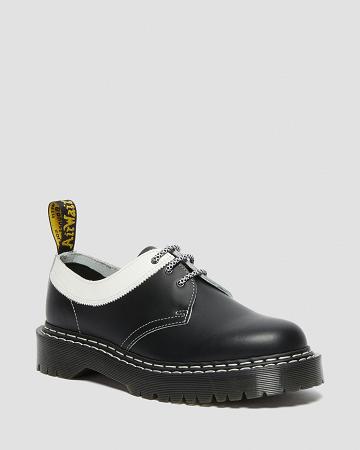 Black / White Women's Dr Martens 1461 Bex Smooth Contrast Leather Oxfords Shoes | CA 340AHK